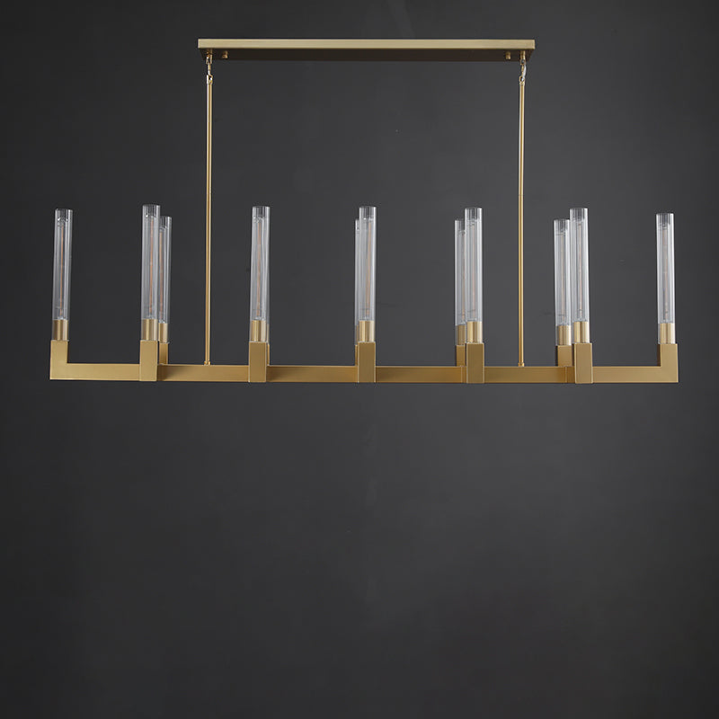 Althene 55 Inch Fluted Glass Linear Candle Chandelier