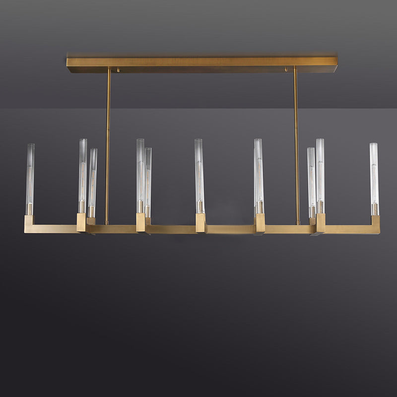 Althene 67 Inch Fluted Glass Linear Candle Chandelier