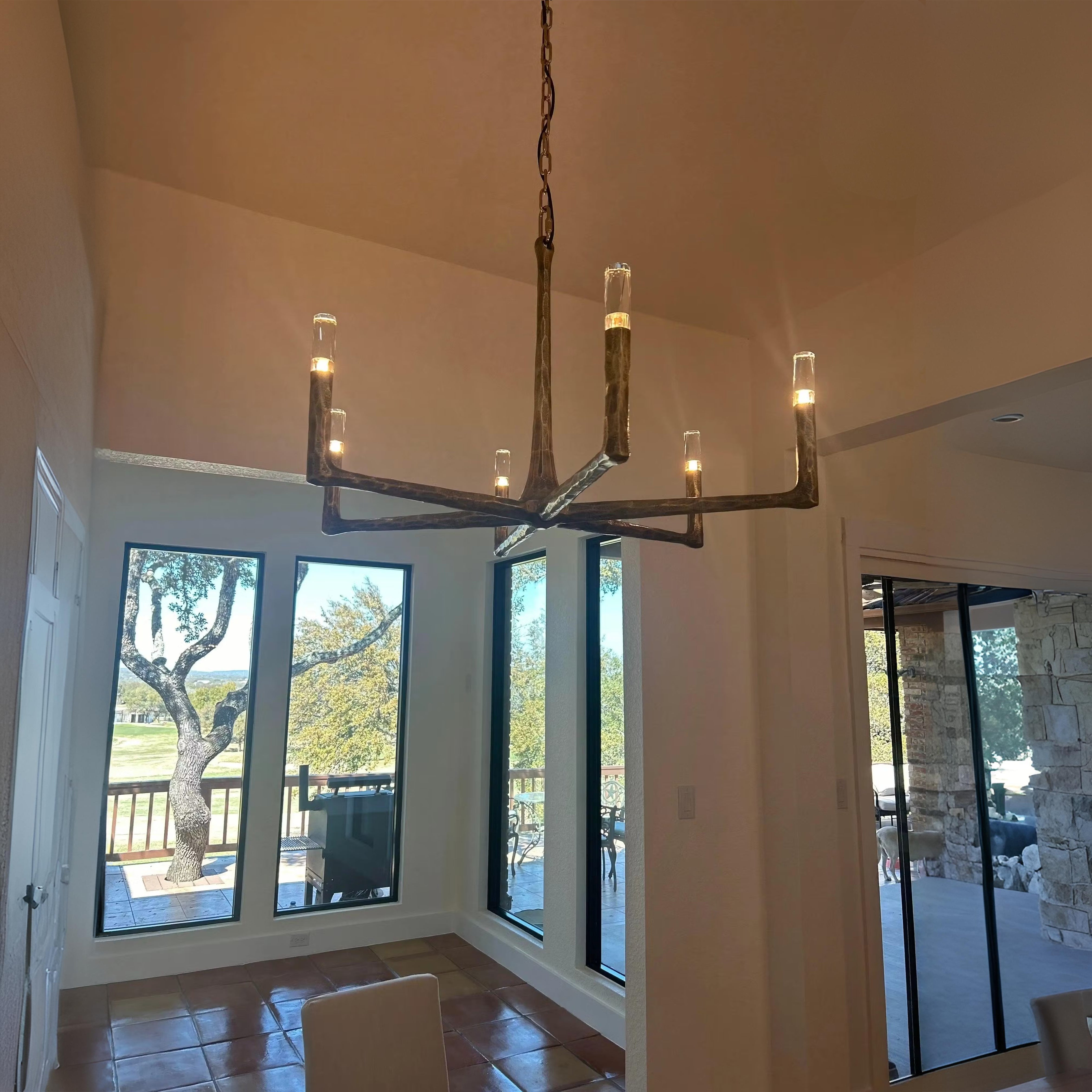 Aurevon 36 Inch Forged Candlestick Arm Chandelier