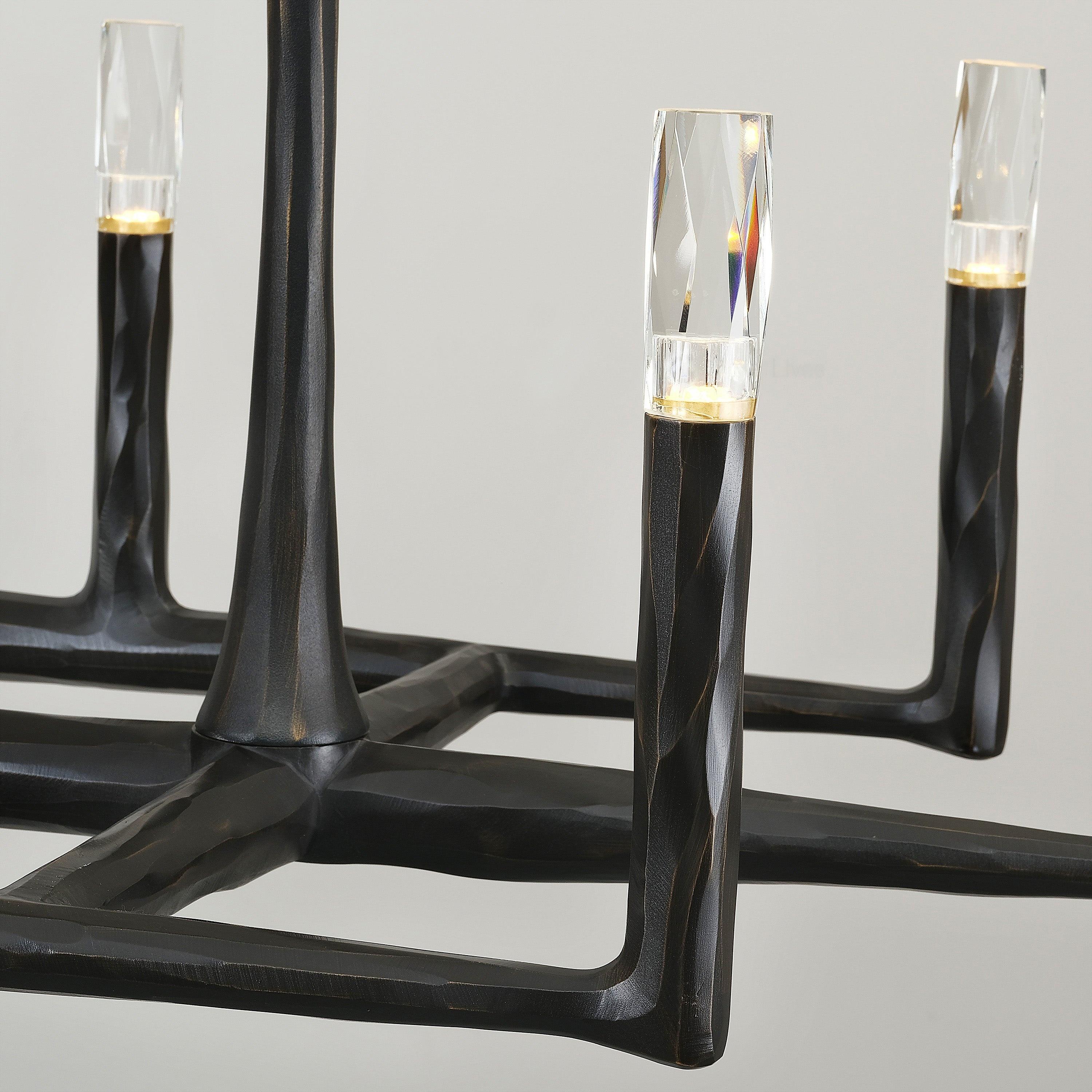 Aurevon 54 Inch Forged Candlestick Linear Chandelier