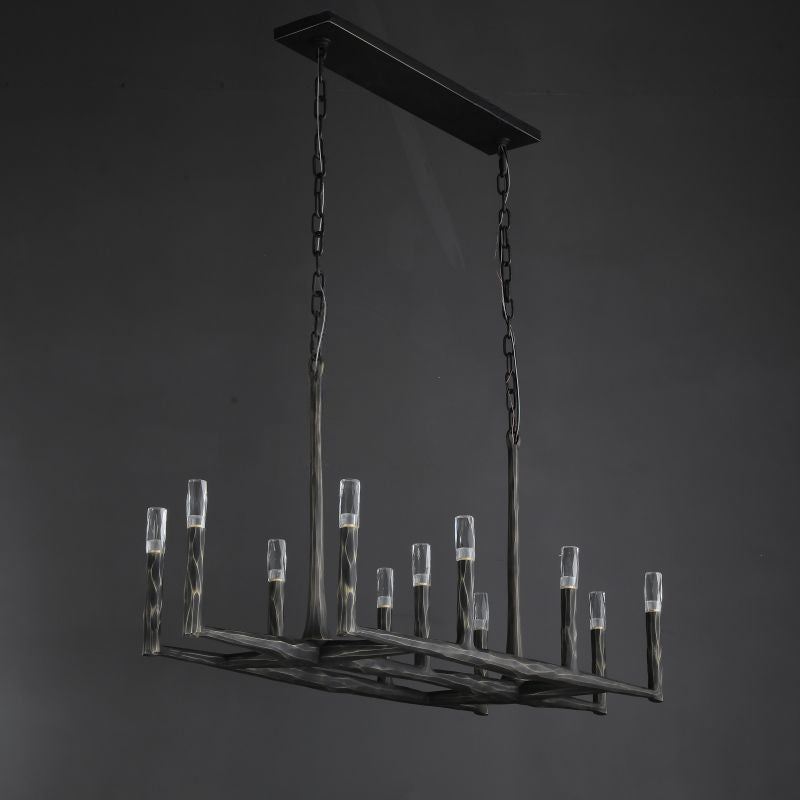 Aurevon 54 Inch Forged Candlestick Linear Chandelier
