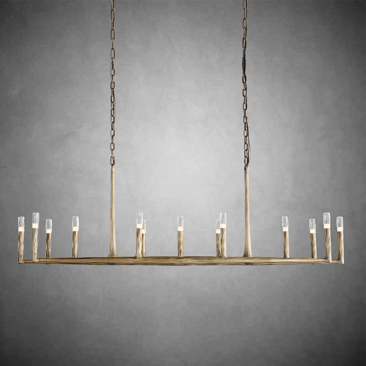 Aurevon 72 Inch Forged Candlestick Linear Chandelier