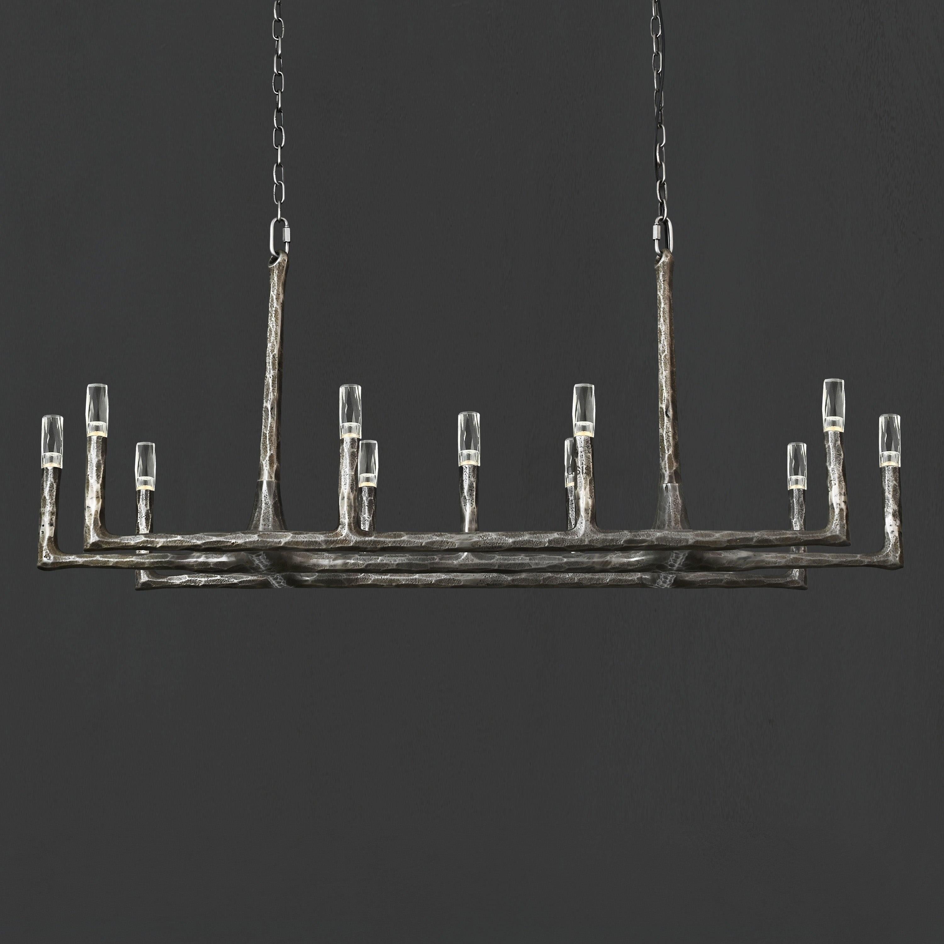 Aurevon 54 Inch Forged Candlestick Linear Chandelier