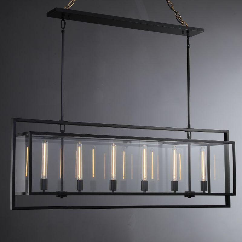 Becker 54 Inch Candelabra Rectangular Glass Chandelier