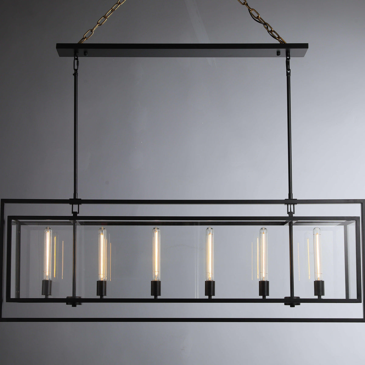Becker 54 Inch Candelabra Rectangular Glass Chandelier