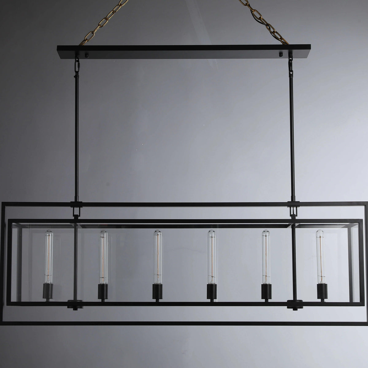 Becker 54 Inch Candelabra Rectangular Glass Chandelier