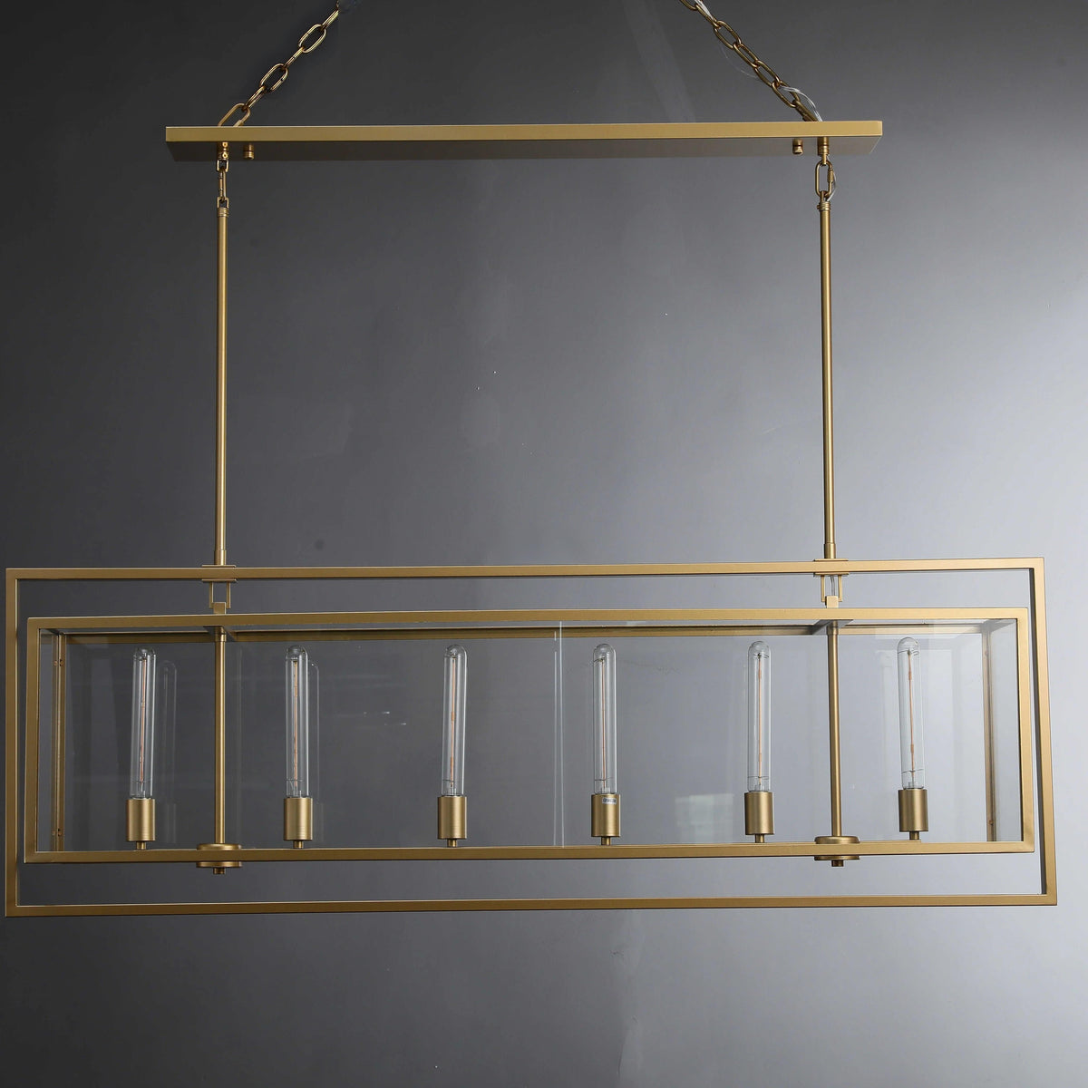 Becker 54 Inch Candelabra Rectangular Glass Chandelier