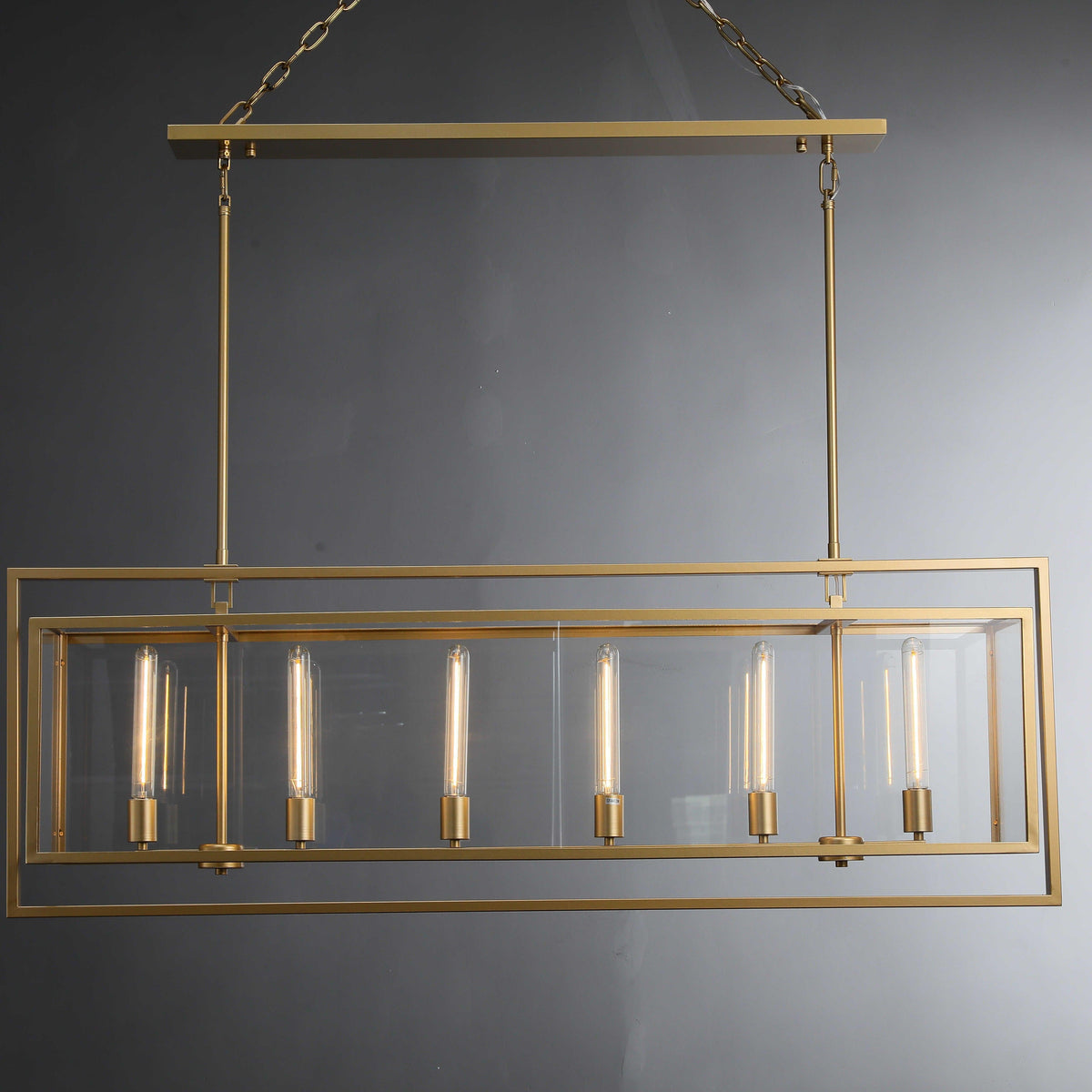 Becker 54 Inch Candelabra Rectangular Glass Chandelier
