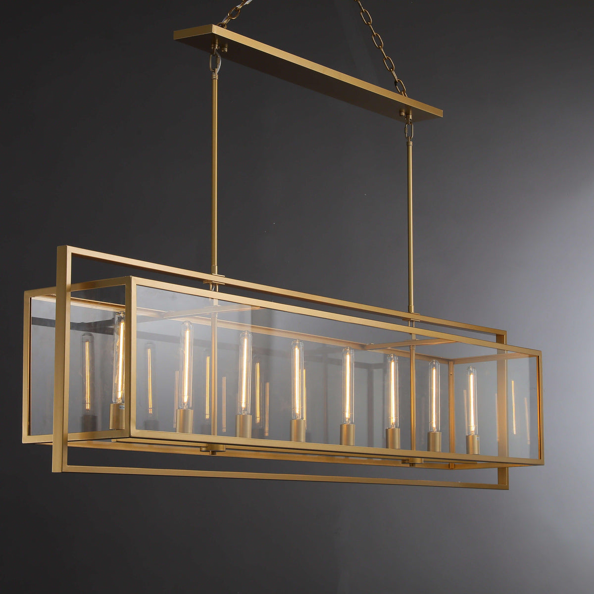 Becker 72 Inch Candelabra Rectangular Glass Chandelier