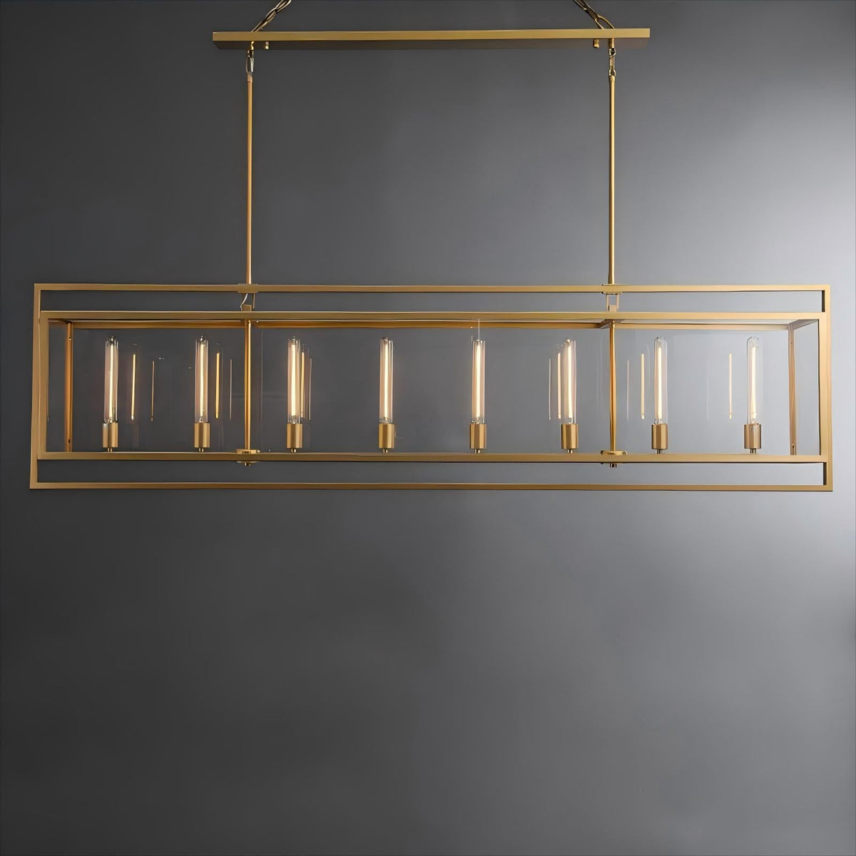 Becker 72 Inch Candelabra Rectangular Glass Chandelier