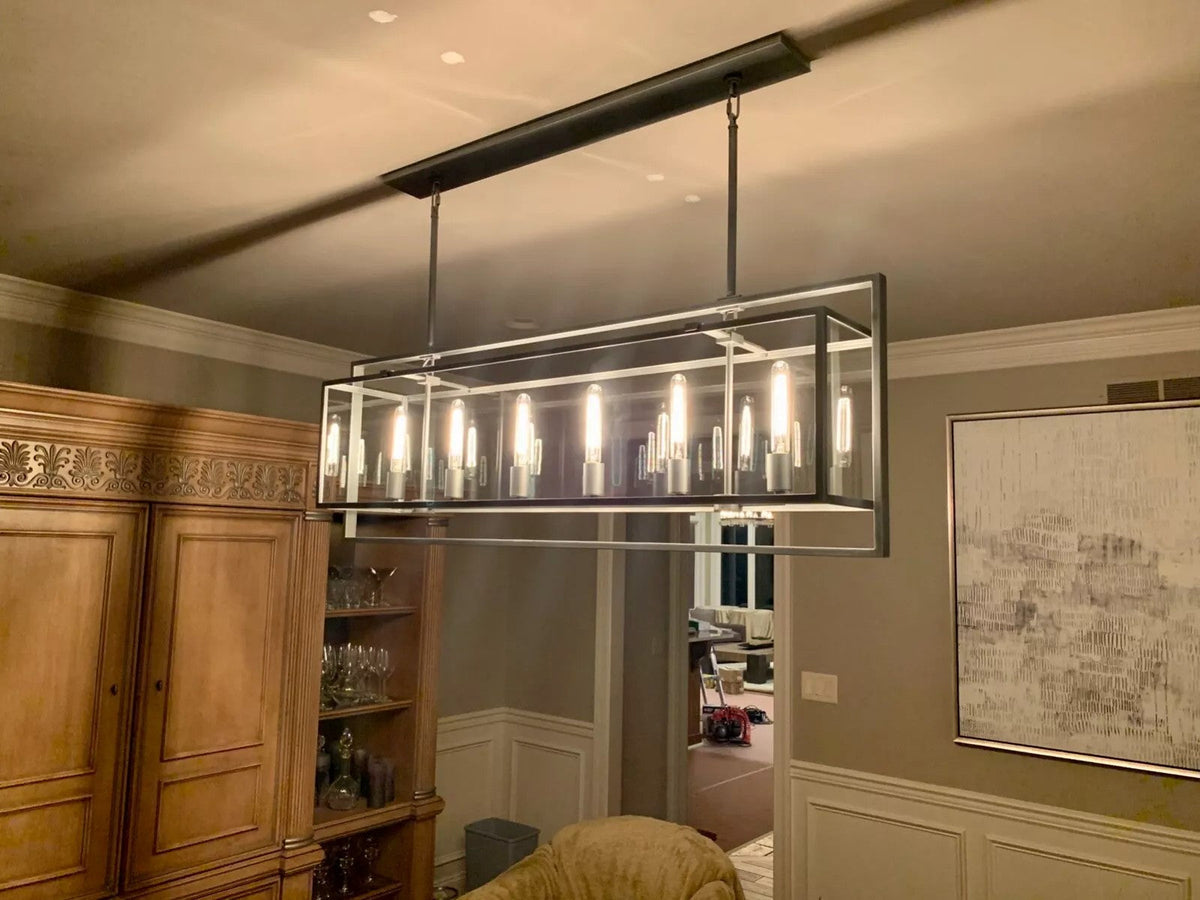 Becker 54 Inch Candelabra Rectangular Glass Chandelier