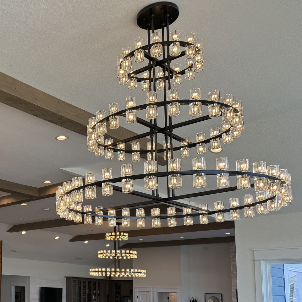 Corvian 60 Inch Three-Tier Modern Crystal Wheel Chandelier
