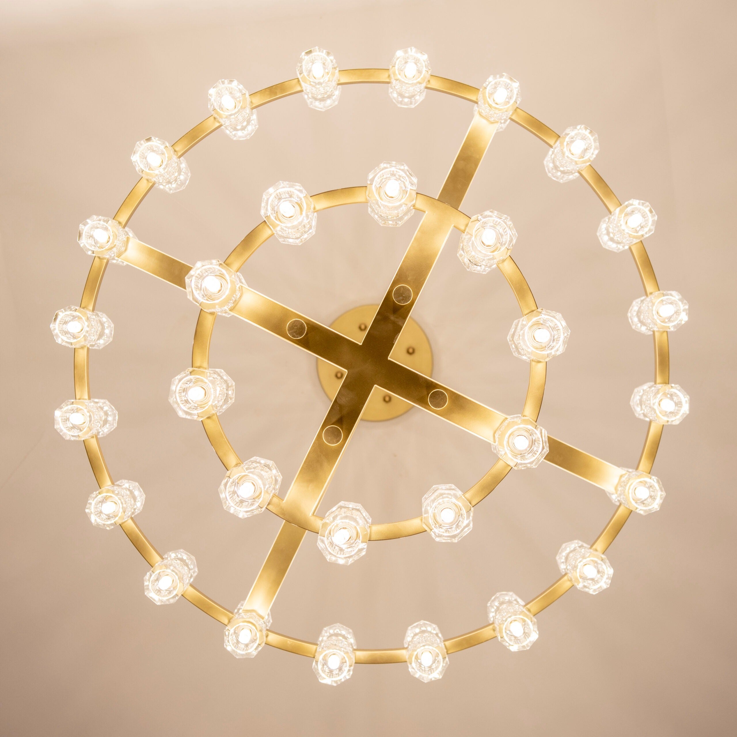 Corvian 48 Inch Two-Tier Modern Crystal Wheel Chandelier