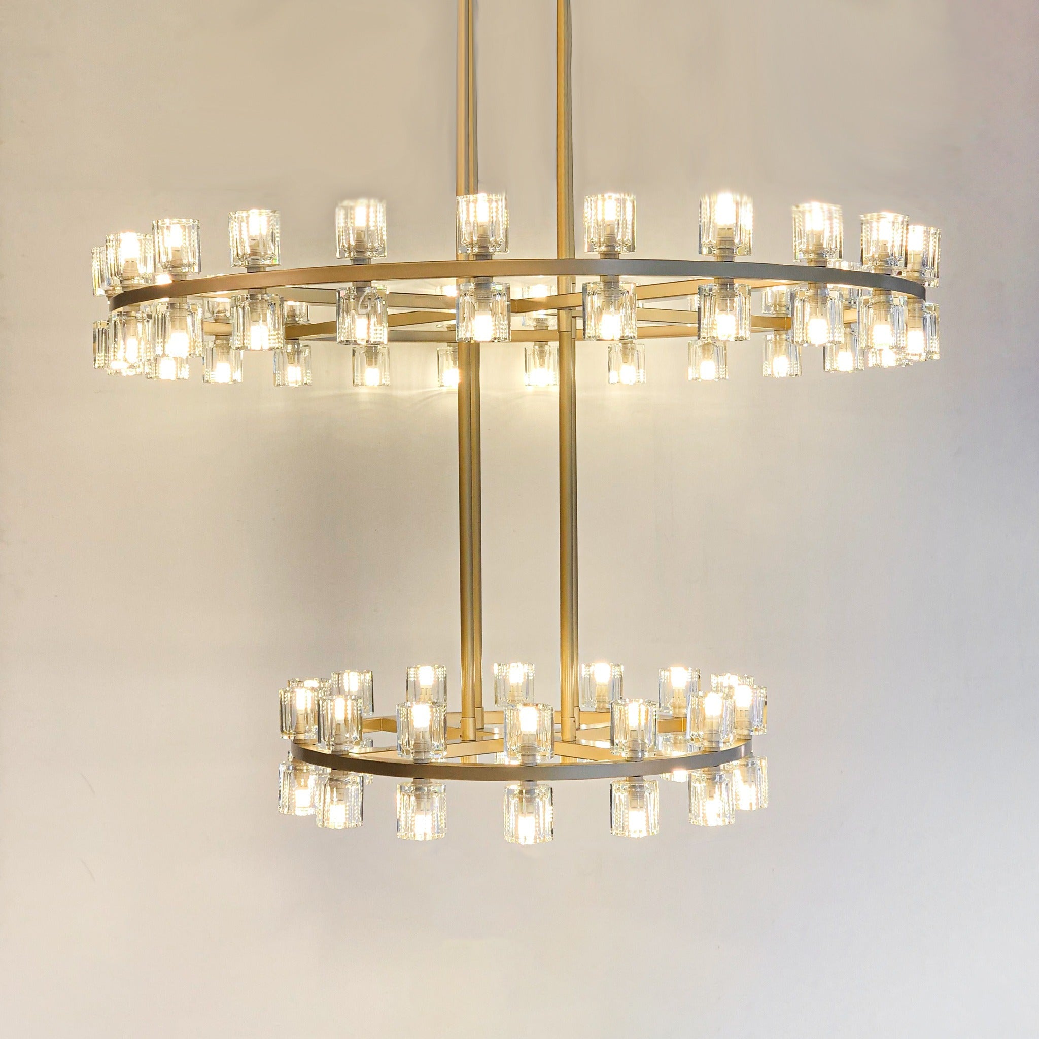 Corvian 48 Inch Two-Tier Modern Crystal Wheel Chandelier