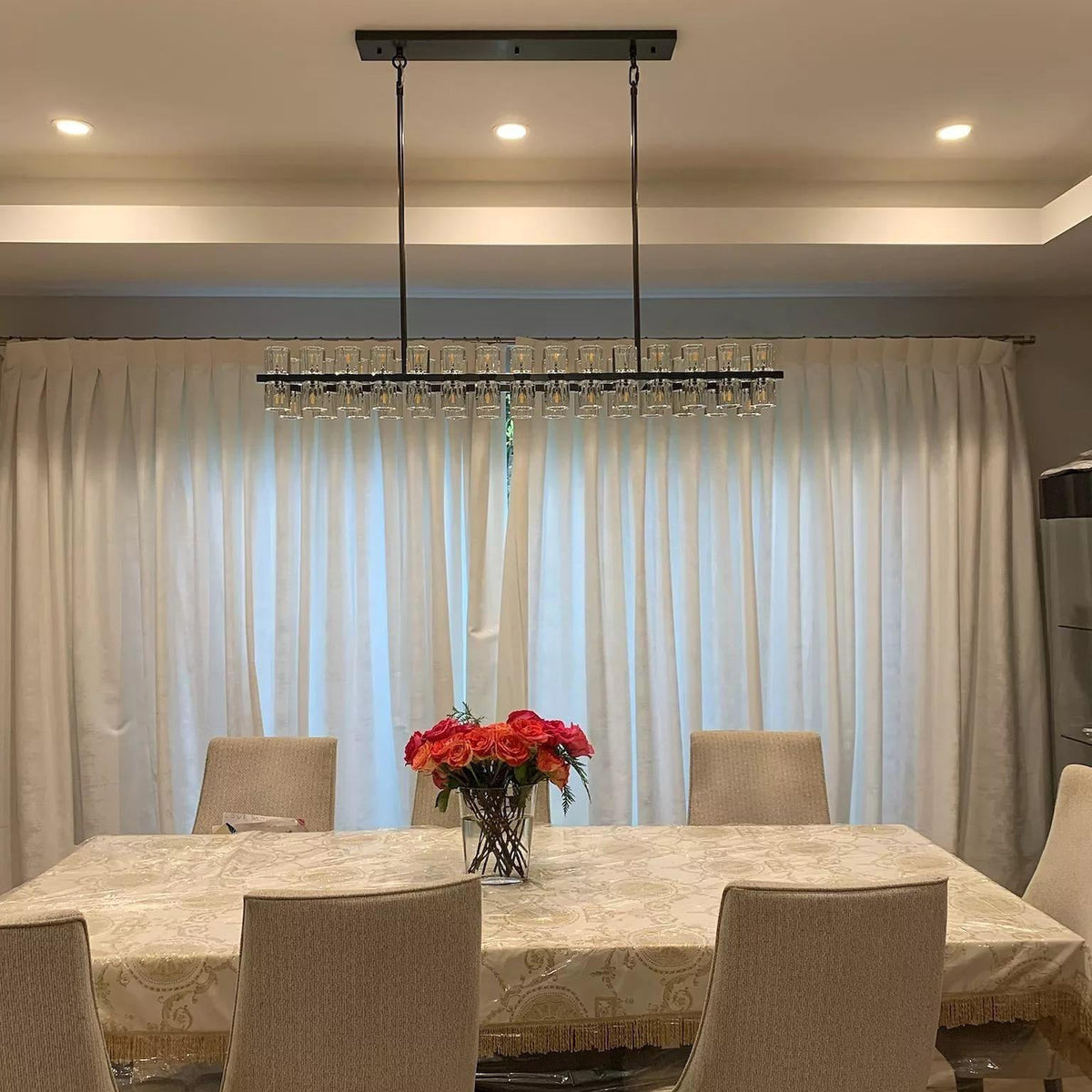 Corvian 54 Inch Modern Linear Crystal Chandelier