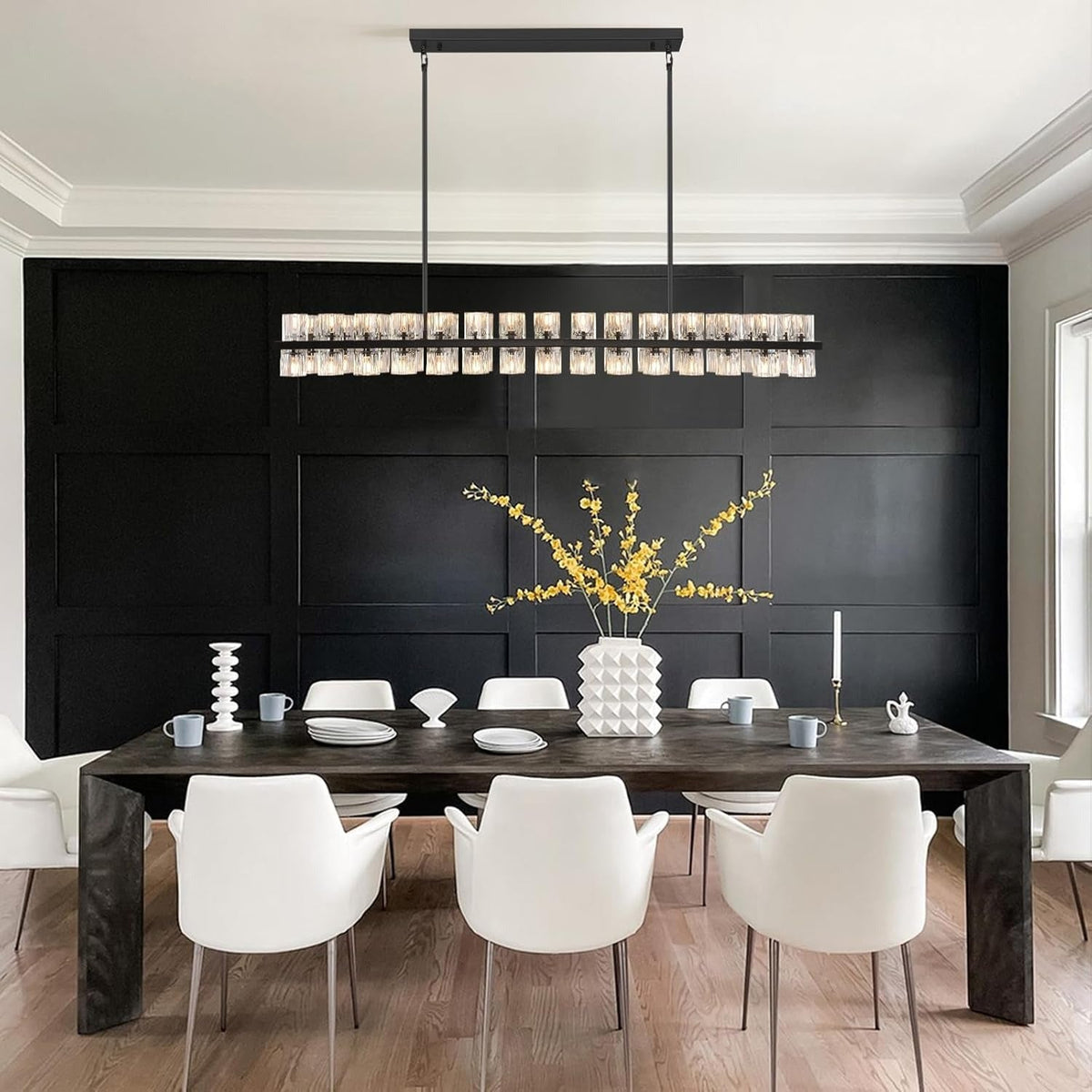 Corvian 54 Inch Modern Linear Crystal Chandelier