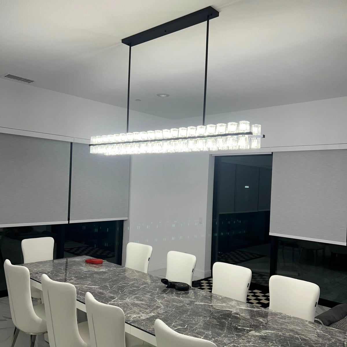 Corvian 54 Inch Modern Linear Crystal Chandelier