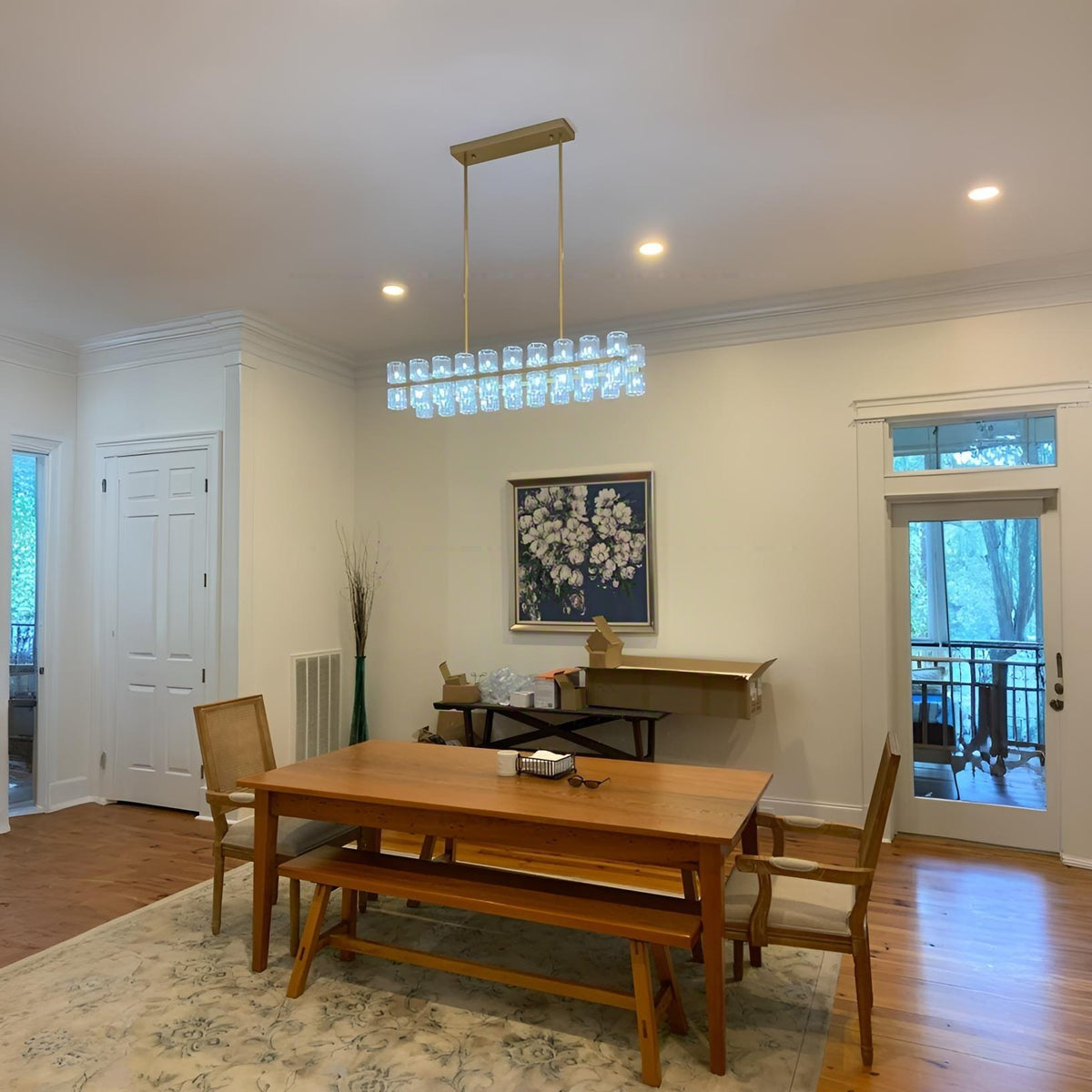Corvian 39 Inch Modern Linear Crystal Chandelier