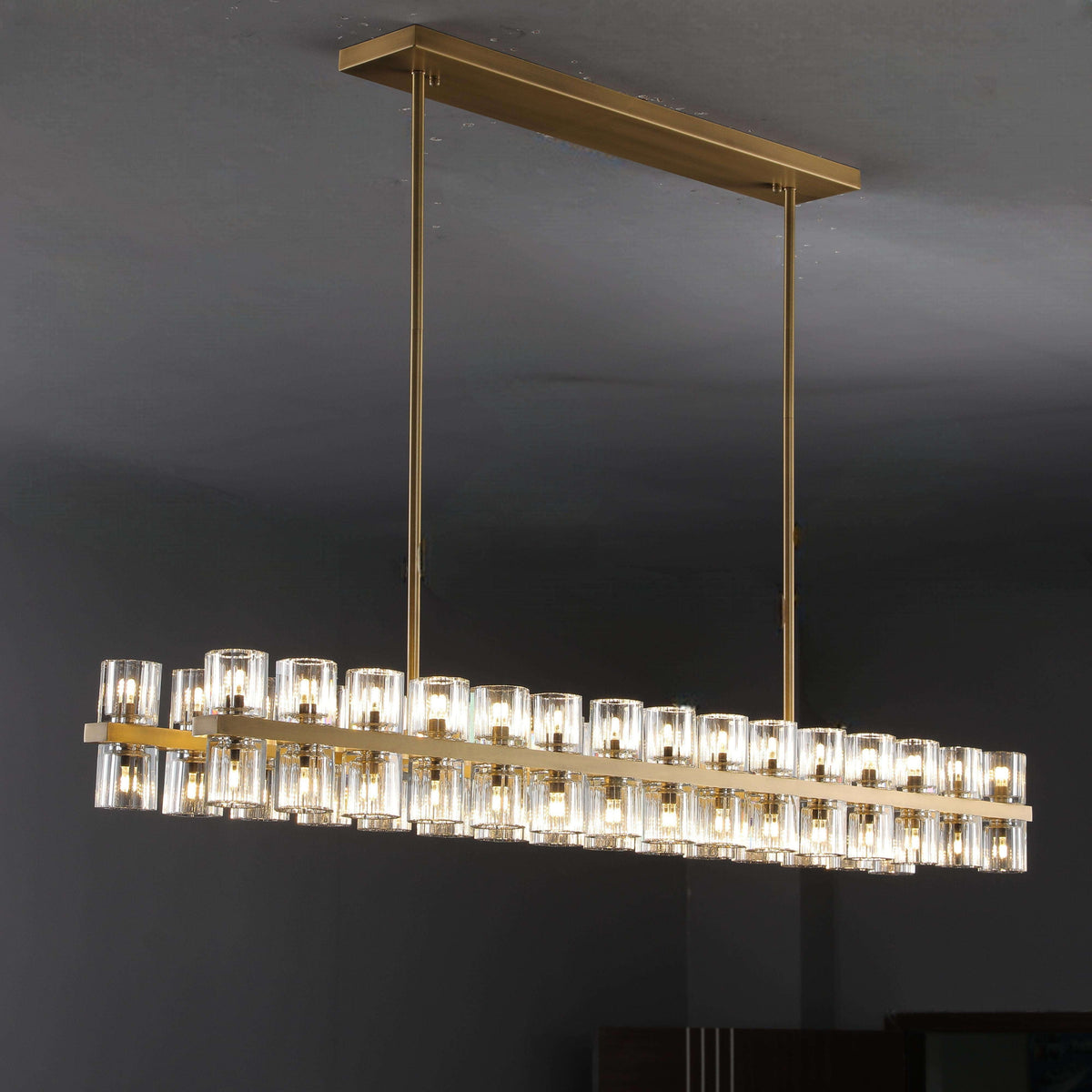Corvian 54 Inch Modern Linear Crystal Chandelier