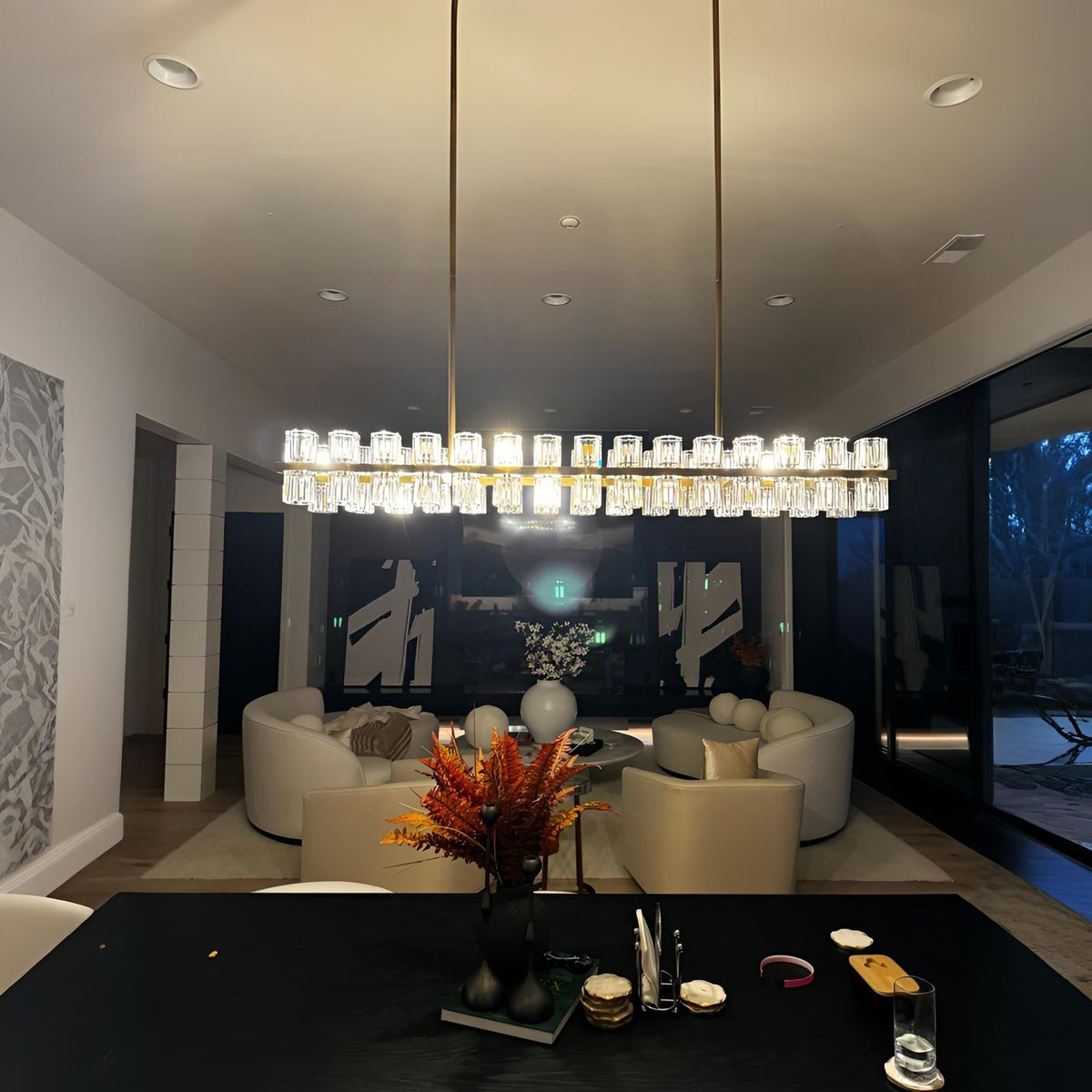 Corvian 54 Inch Modern Linear Crystal Chandelier