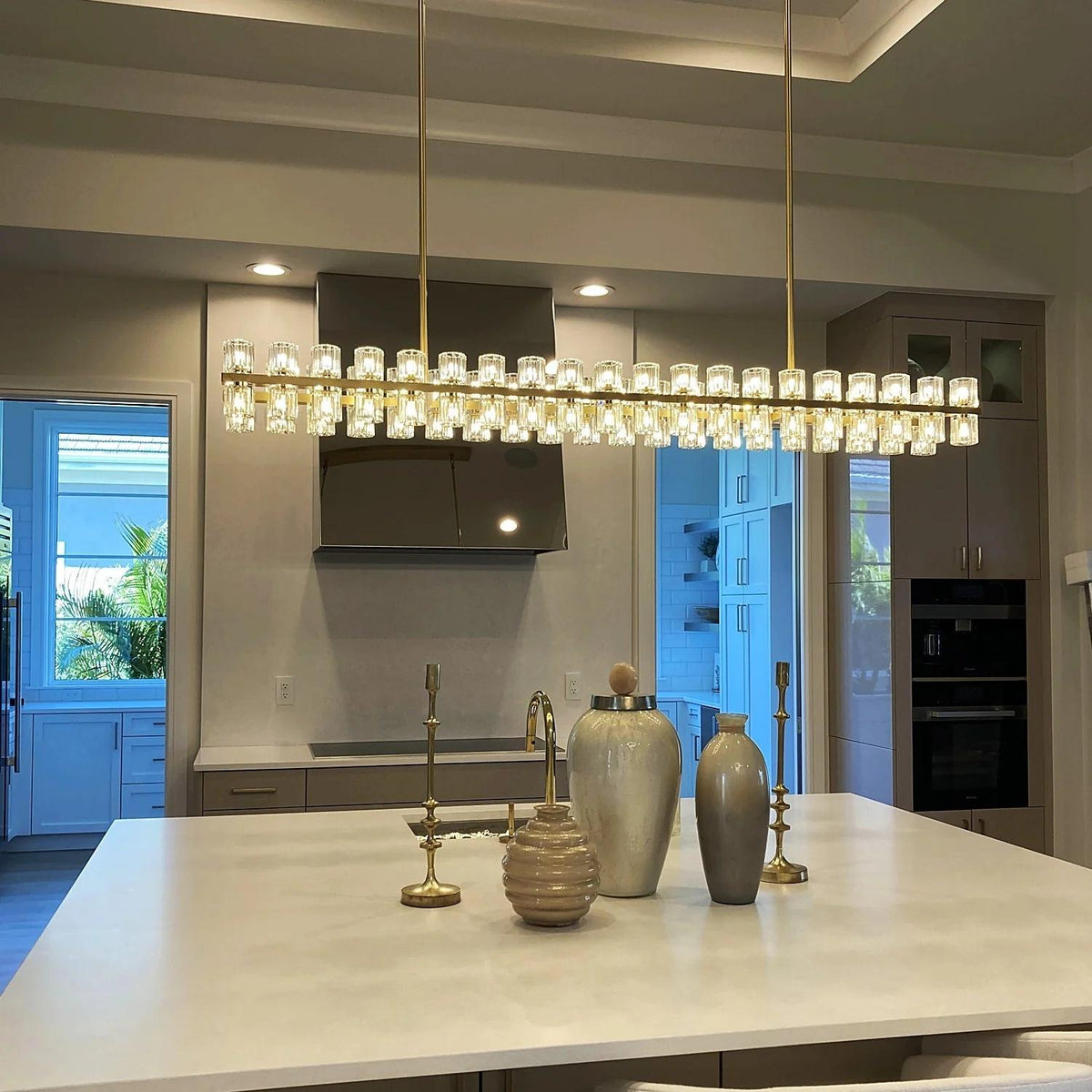 Corvian 54 Inch Modern Linear Crystal Chandelier
