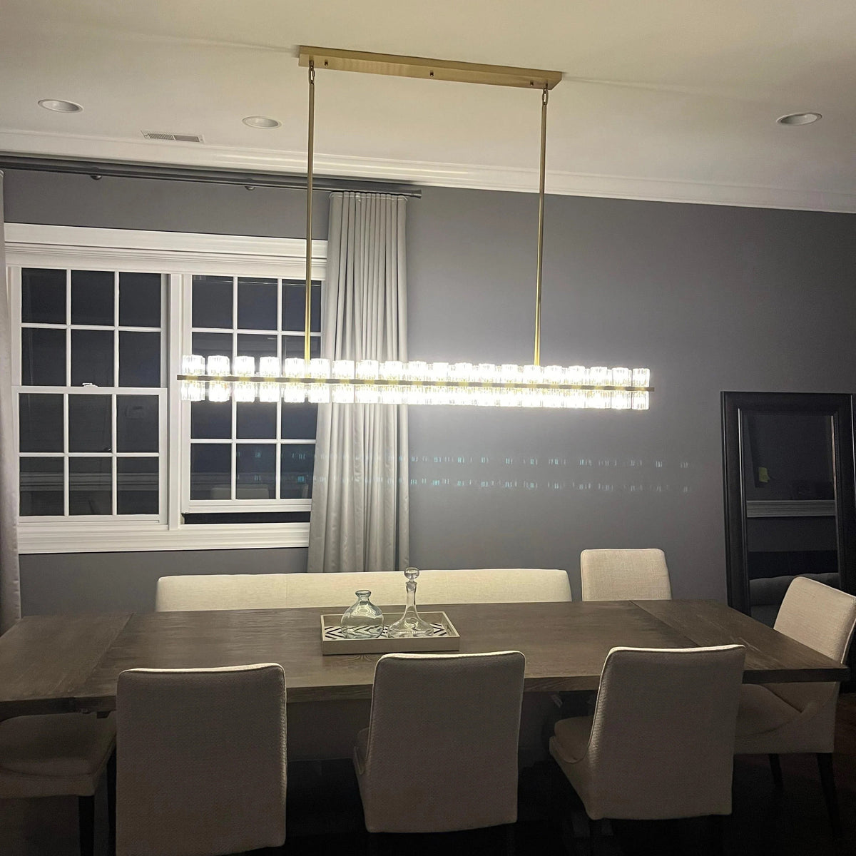 Corvian 54 Inch Modern Linear Crystal Chandelier