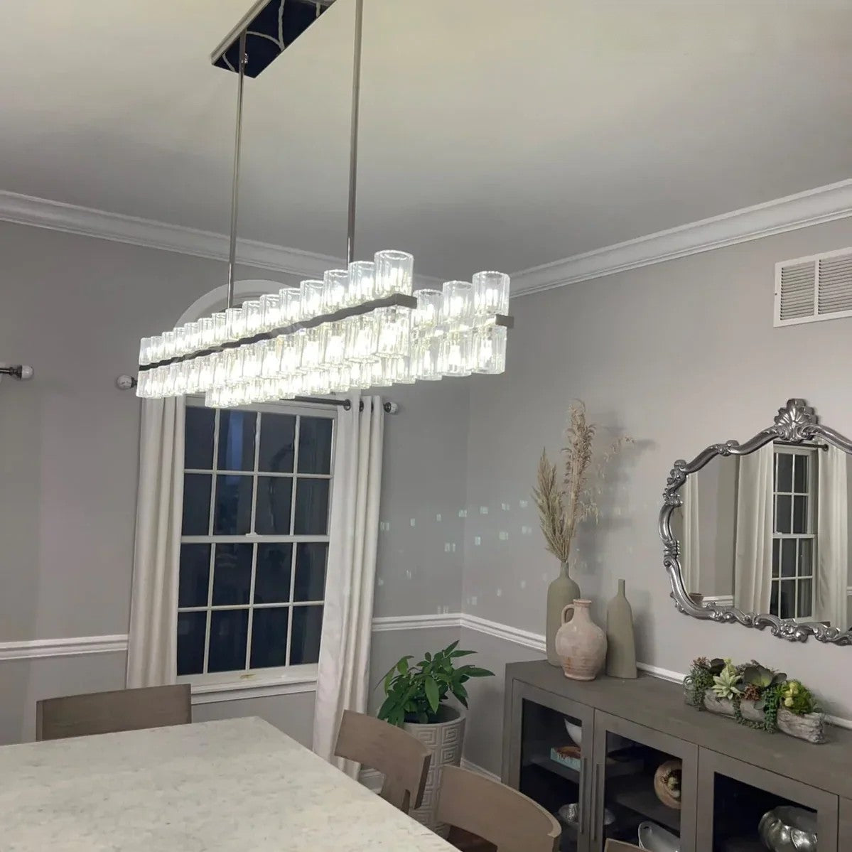 Corvian 54 Inch Modern Linear Crystal Chandelier