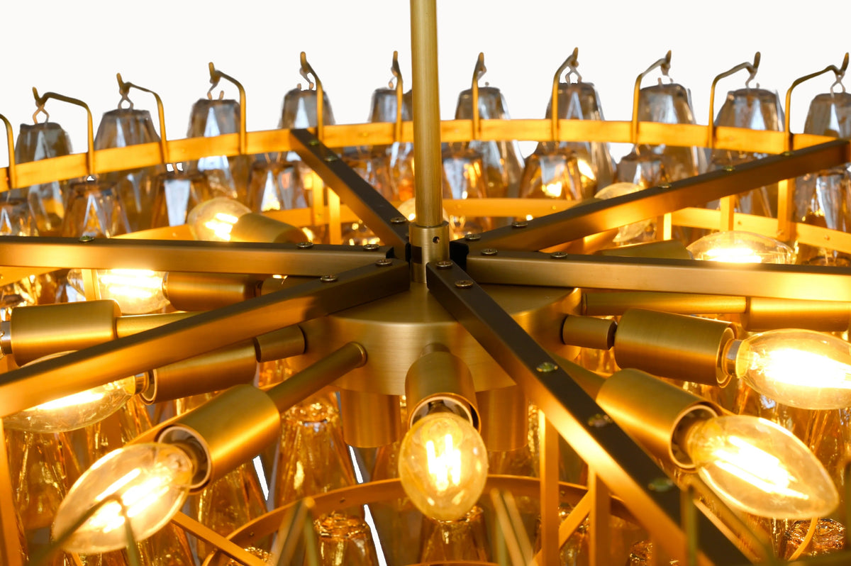 Chara 46" Amber Murano Glass Tiered Chandelier
