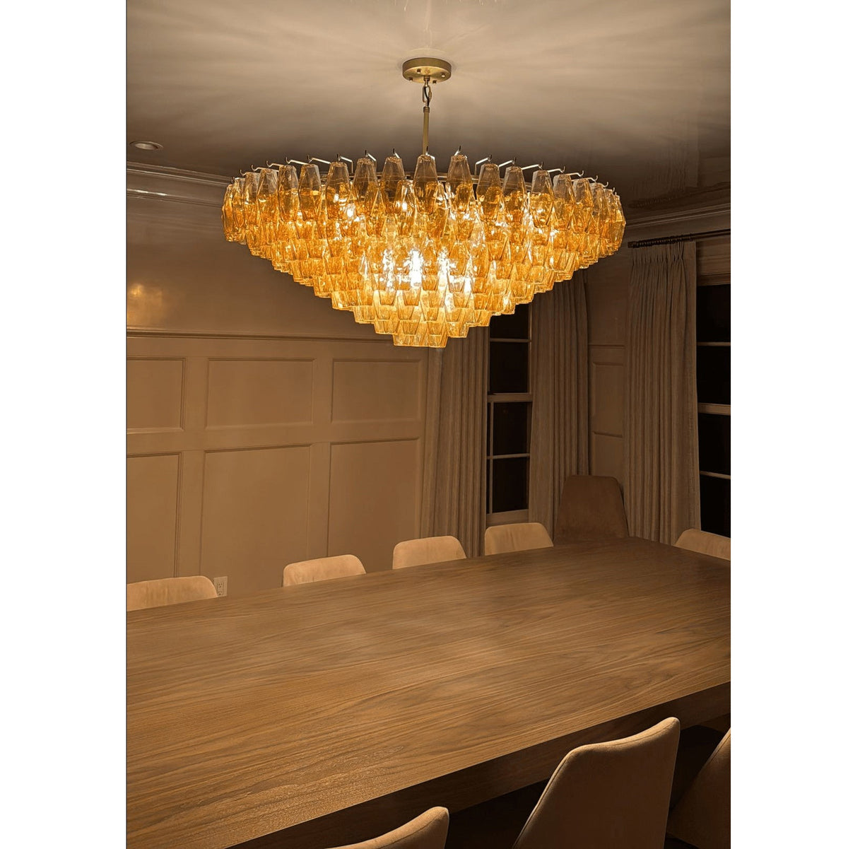 Chara 46" Amber Murano Glass Tiered Chandelier