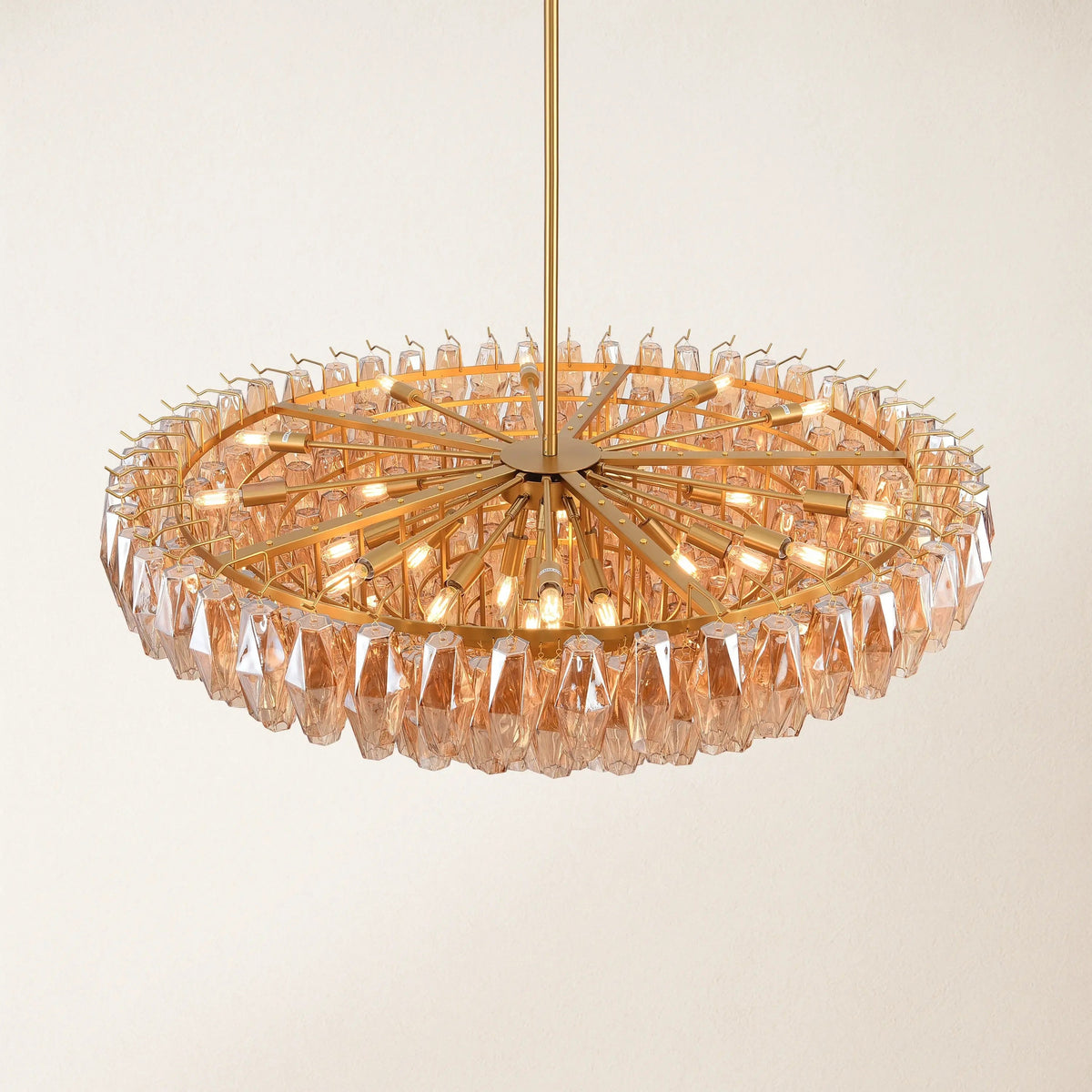 Chara 46" Amber Murano Glass Tiered Chandelier
