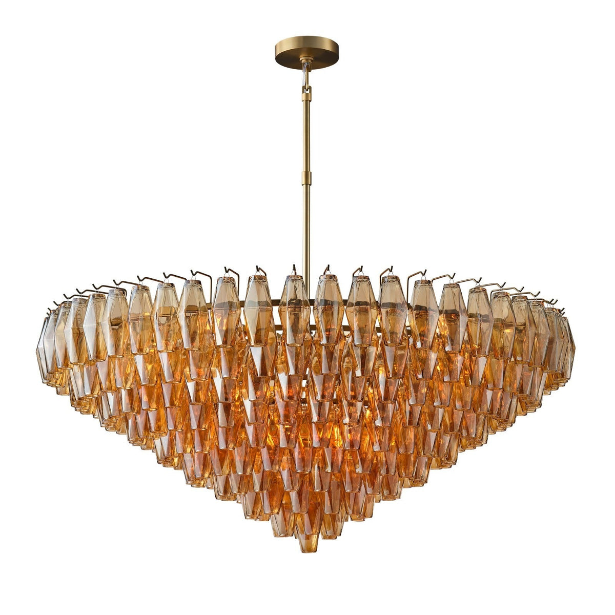 Chara 46" Amber Murano Glass Tiered Chandelier