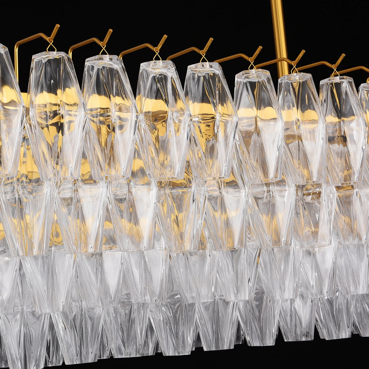 Chara 54" Clear Murano Glass Rectangular Tiered Chandelier