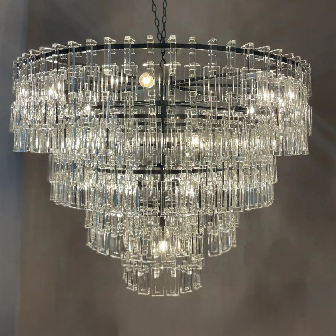 Virelle 48 Inch Chain Crystal Tiered Chandelier
