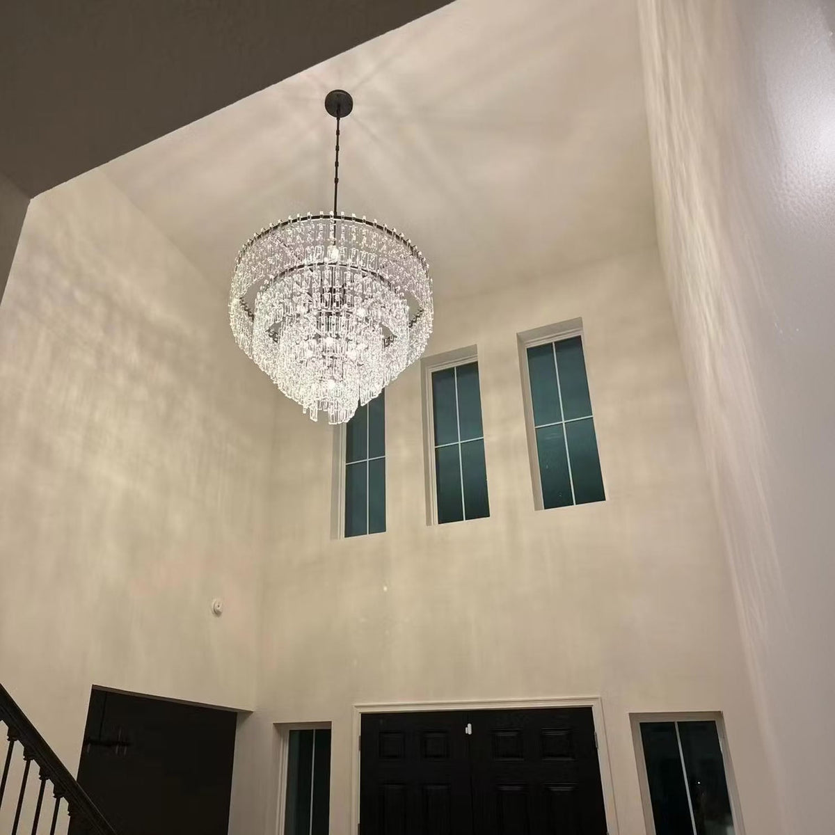 Virelle 48 Inch Chain Crystal Tiered Chandelier