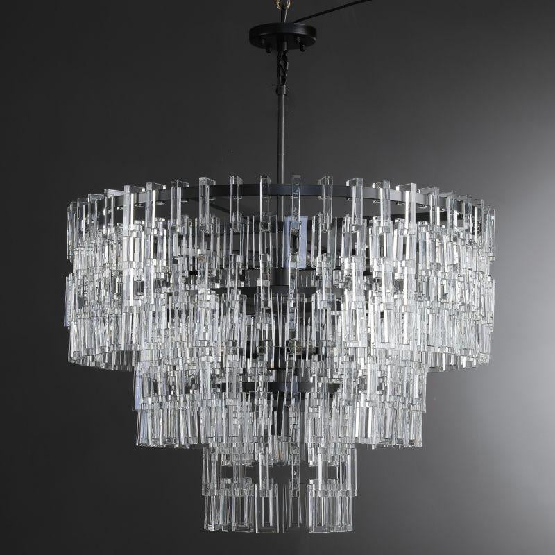 Virelle 36 Inch Chain Crystal Tiered Chandelier