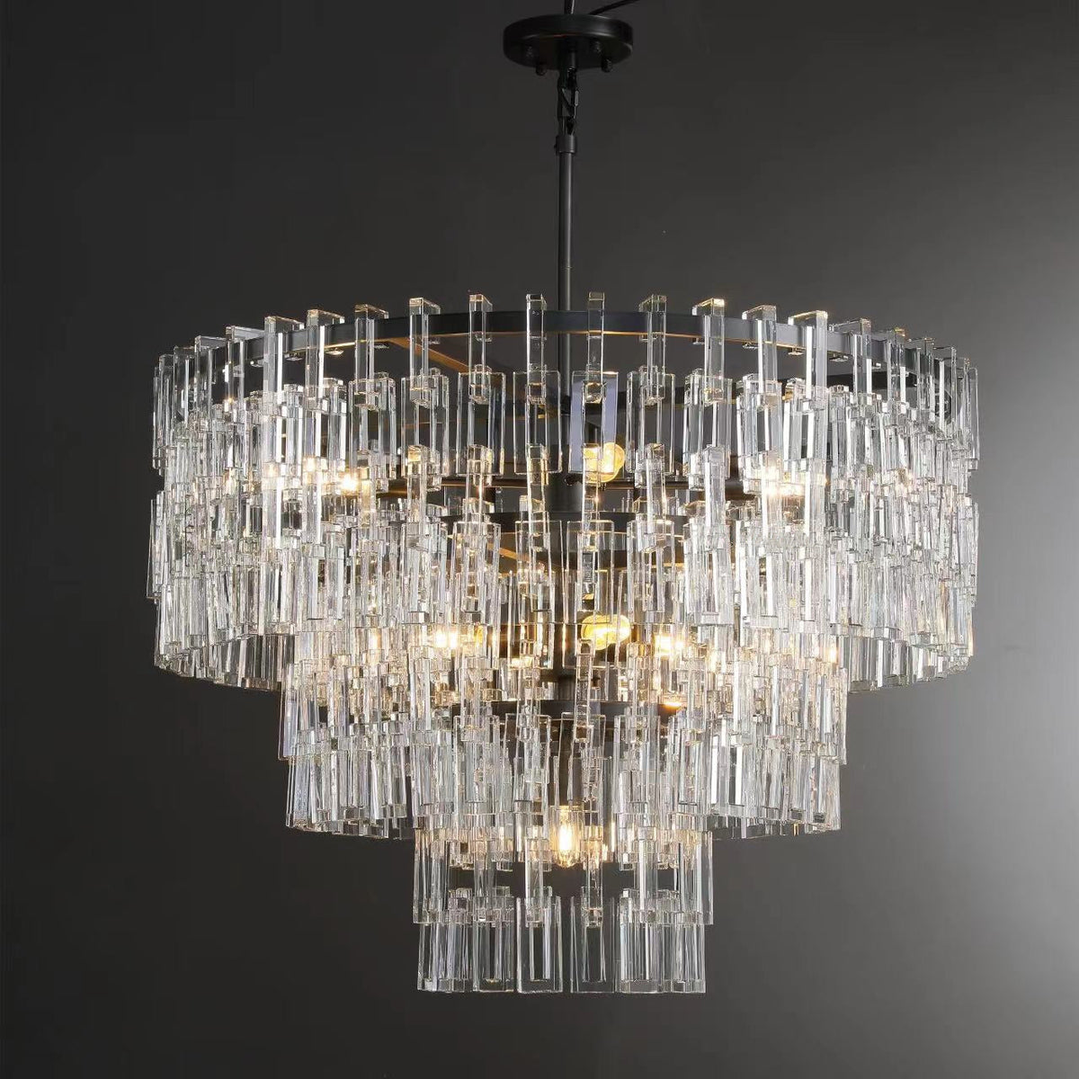 Virelle 36 Inch Chain Crystal Tiered Chandelier