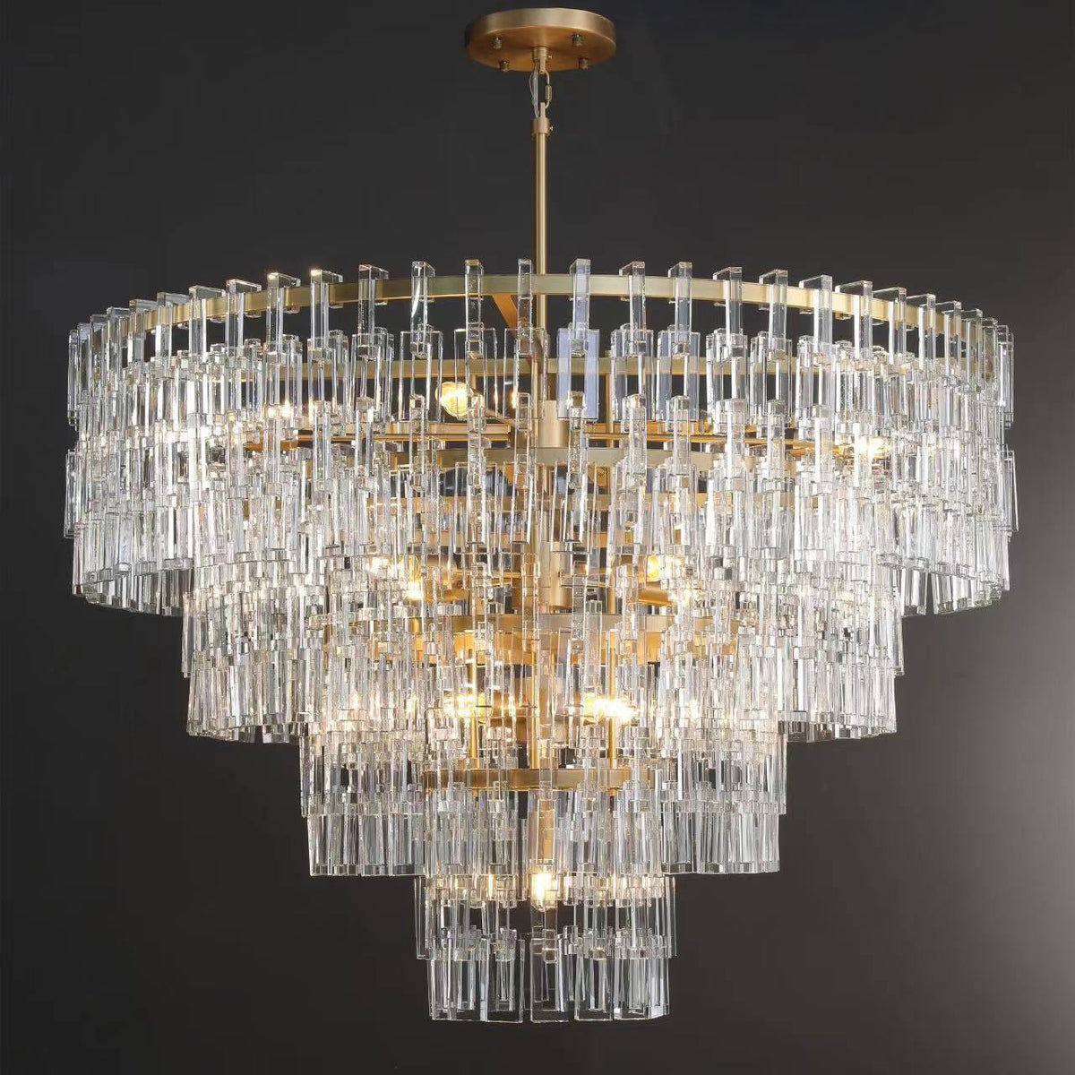 Virelle 48 Inch Chain Crystal Tiered Chandelier