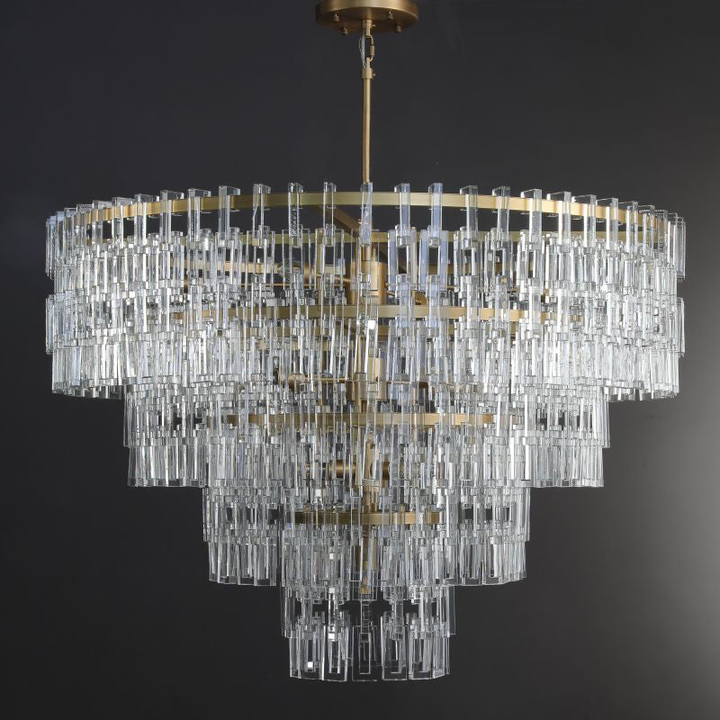 Virelle 48 Inch Chain Crystal Tiered Chandelier