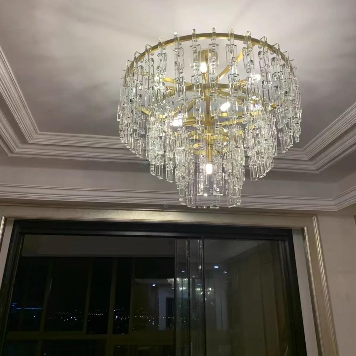 Virelle 36 Inch Chain Crystal Tiered Chandelier