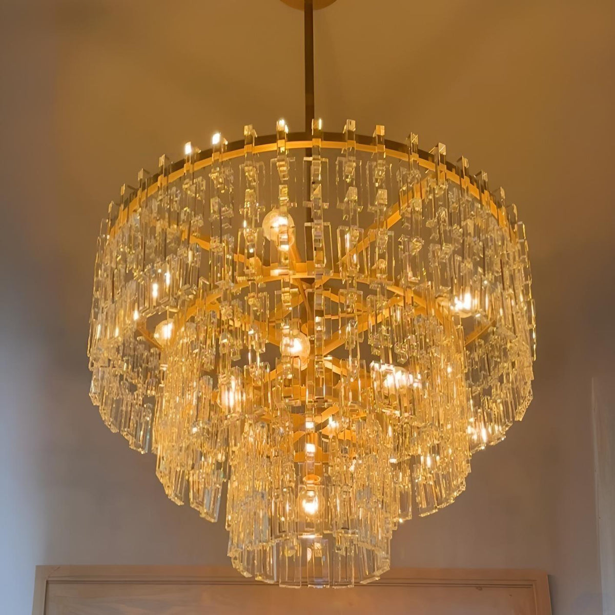 Virelle 36 Inch Chain Crystal Tiered Chandelier