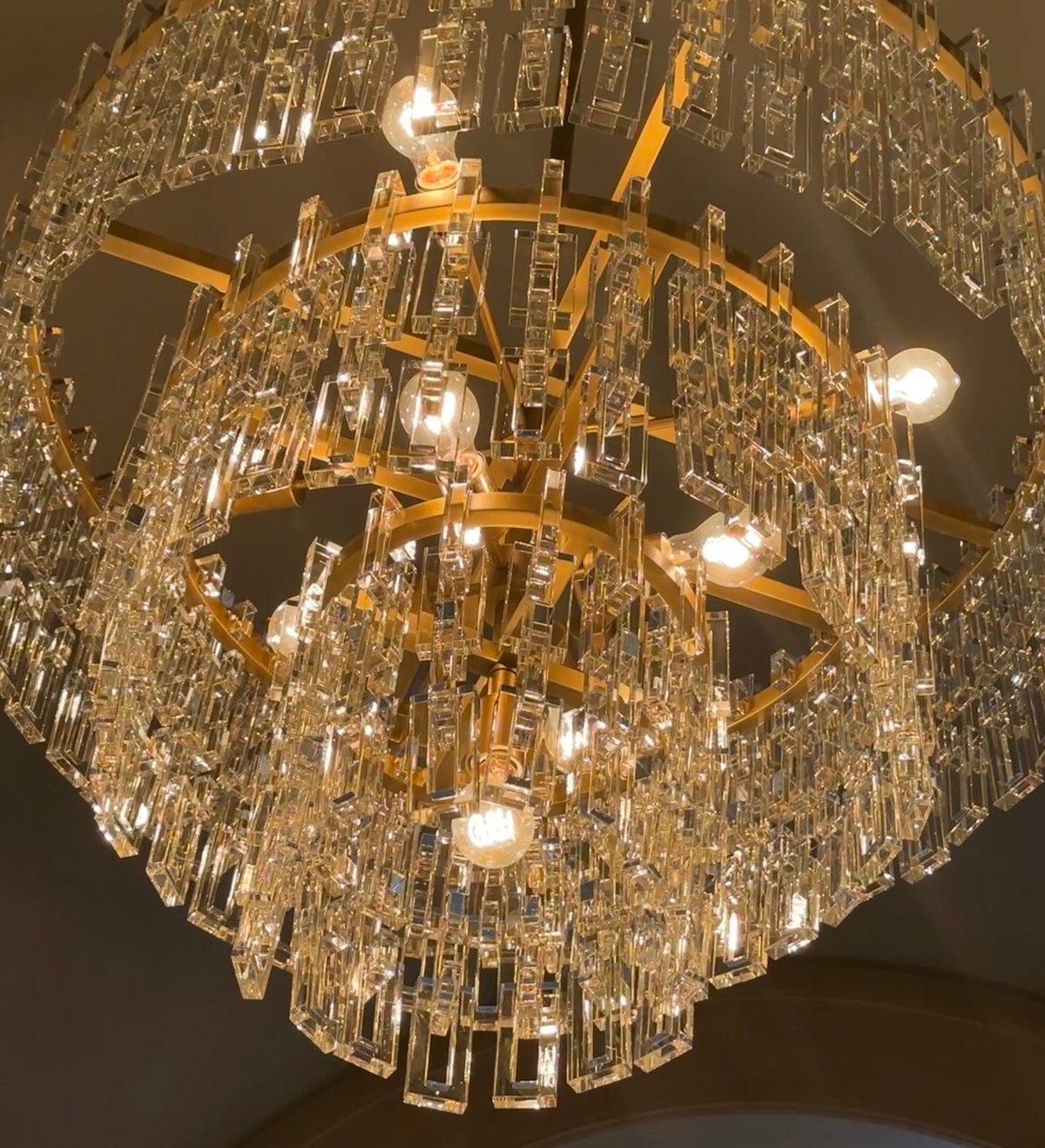 Virelle 36 Inch Chain Crystal Tiered Chandelier