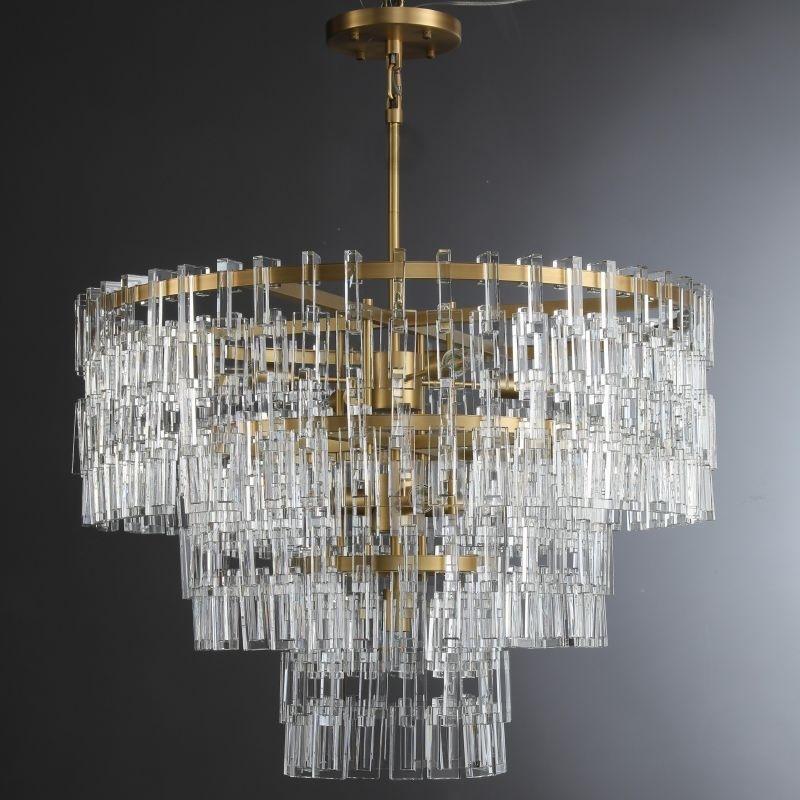 Virelle 36 Inch Chain Crystal Tiered Chandelier