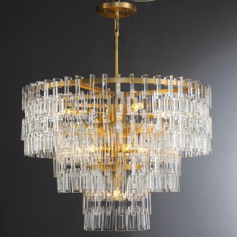Virelle 36 Inch Chain Crystal Tiered Chandelier