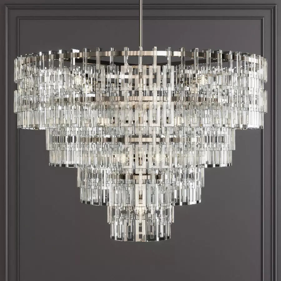 Virelle 48 Inch Chain Crystal Tiered Chandelier