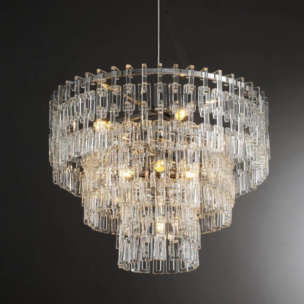 Virelle 36 Inch Chain Crystal Tiered Chandelier