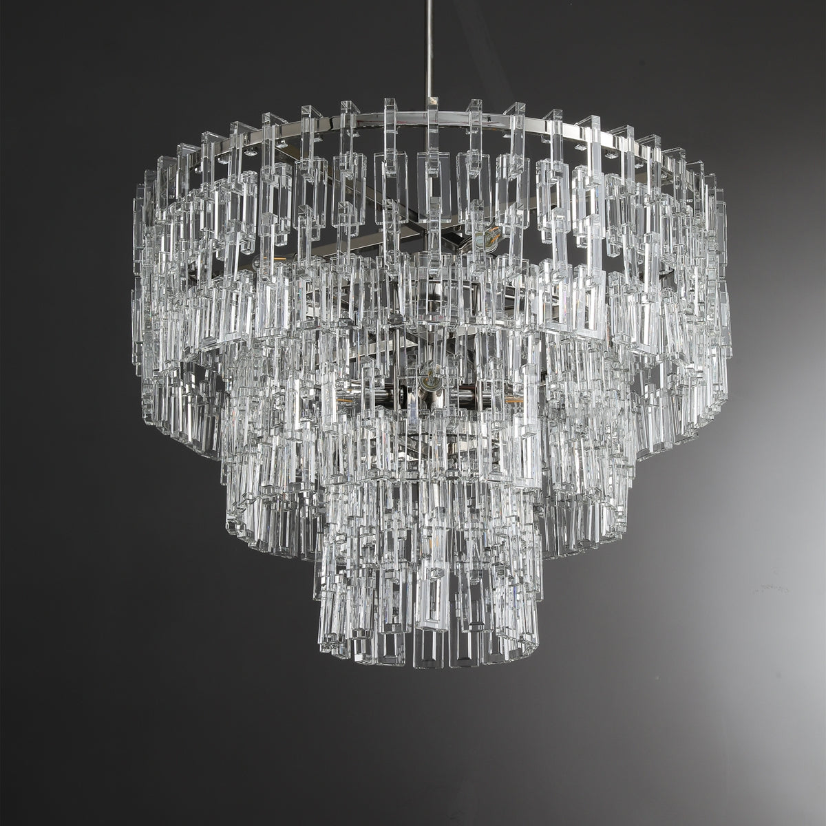 Virelle 36 Inch Chain Crystal Tiered Chandelier