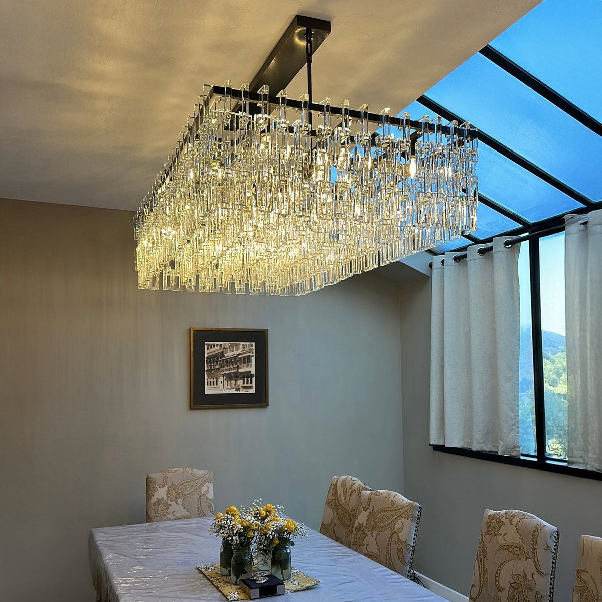 Virelle 60 Inch Chain Crystal Rectangular Chandelier