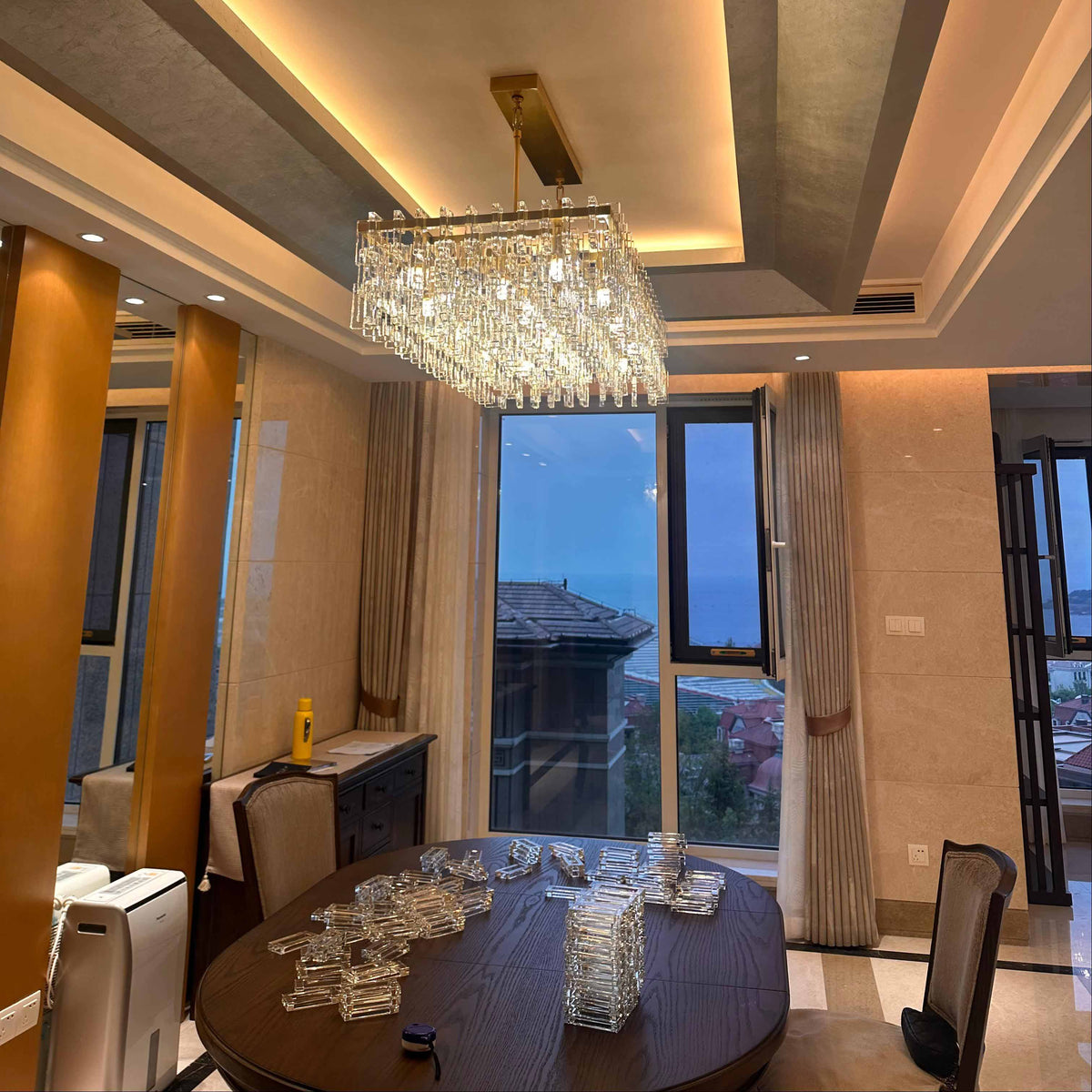 Virelle 60 Inch Chain Crystal Rectangular Chandelier