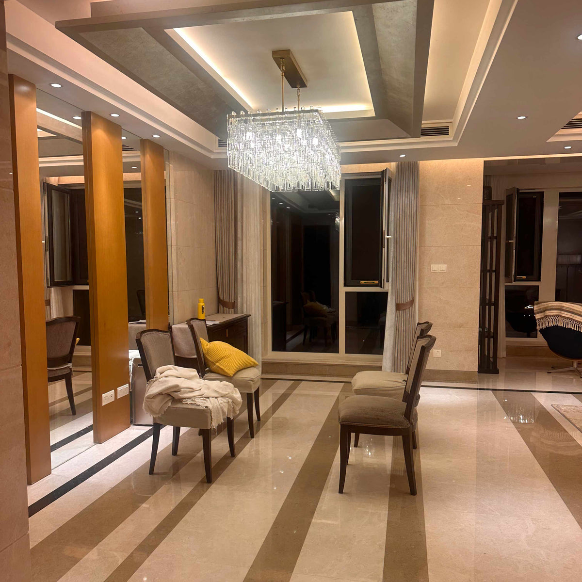Virelle 60 Inch Chain Crystal Rectangular Chandelier