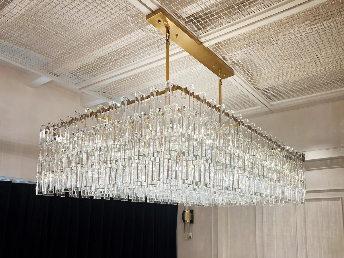 Virelle 60 Inch Chain Crystal Rectangular Chandelier